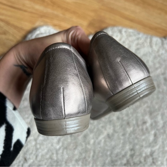 Ecco: Slip On Muted Metallic Gun Metal Studded Vamp Slip On Ballerina Flats - Picture 7 of 10